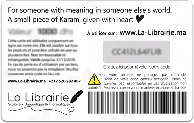 Cartable (Fourniture scolaire) Image de la Carte cadeau en ligne KARAM - Back