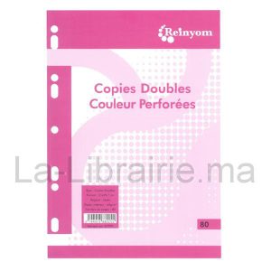 Image du produit Pochette doubles feuilles grand carreaux 21 x 29,7 cm - Rose