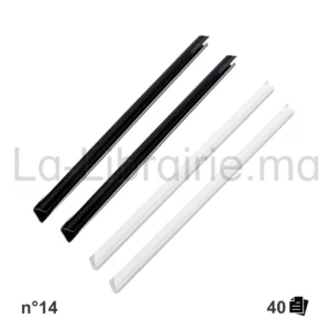 Serre-feuilles n°14 en plastique pour reliure de documents A4 jusqu’à 40 feuilles.