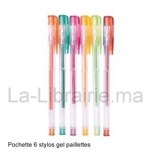 Image du produit Pochette 6 stylos gel pailletés