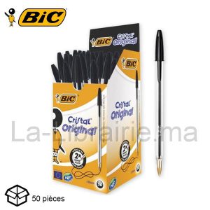 Image du produit Boite 50 stylos à bille noir cristal - BIC