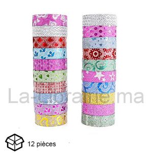 Image du produit Lot de 12 rouleaux scotch couleurs avec motifs