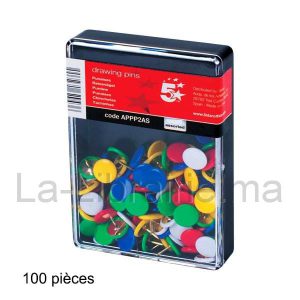 Image du produit Boite 100 punaises plastifiée couleurs