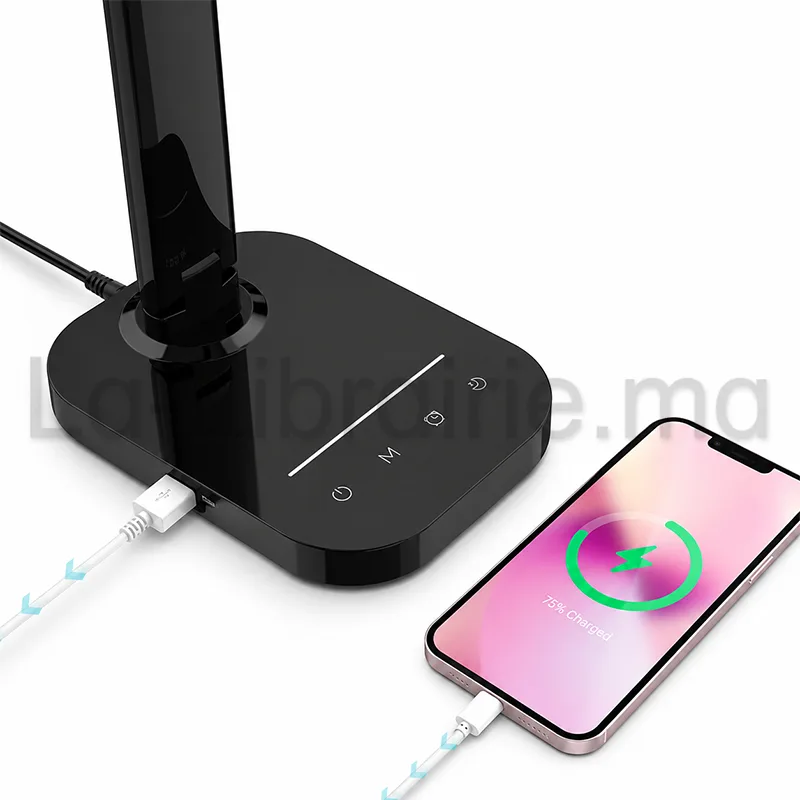 Lampe de bureau LED 12W avec port de charge USB