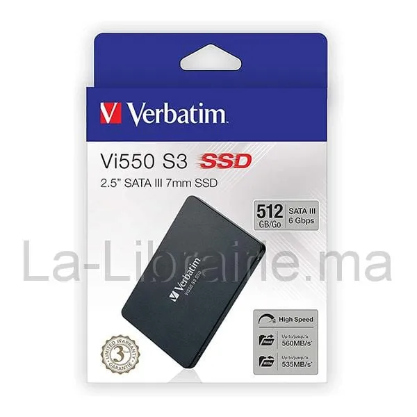Image du produit Disque dur interne SSD 512 GB SATA III 2,5'' - VERBATIM