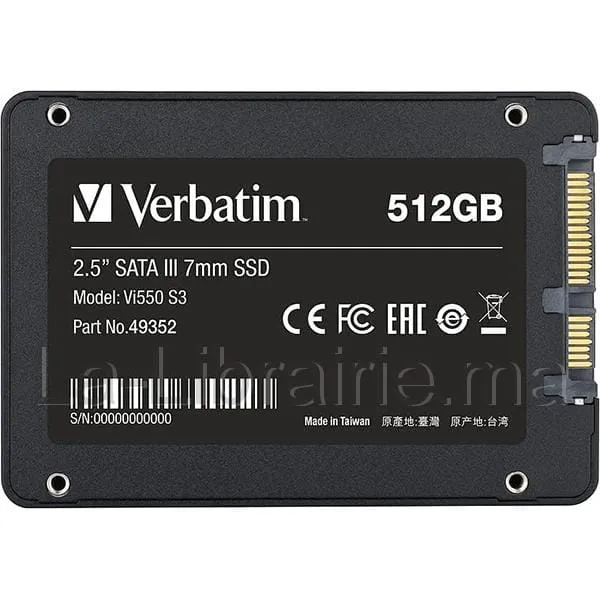 Image du produit Disque dur interne SSD 512 GB SATA III 2,5'' - VERBATIM
