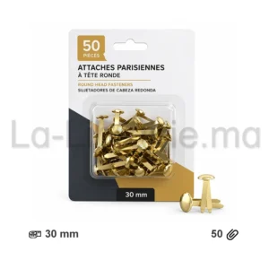 Boîte de 50 attaches parisiennes dorées 30 mm