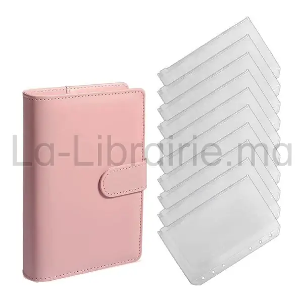 Image du produit Classeur budgétaire A5 en cuir couverture de reliure à 6 anneaux avec fermeture à boucle magnétique