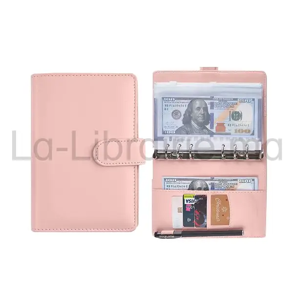 Image du produit Classeur budgétaire A5 en cuir couverture de reliure à 6 anneaux avec fermeture à boucle magnétique