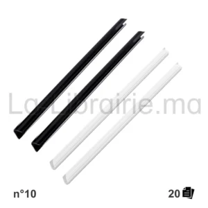 Serre-feuilles n°10 en plastique pour reliure de documents jusqu’à 20 feuilles.