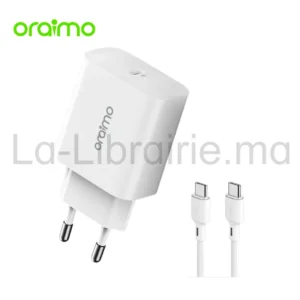 Chargeur rapide Oraimo 20W PD avec câble USB-C vers USB-C