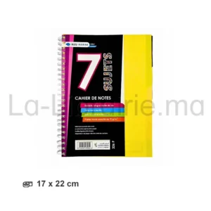 Registre cahier de notes 7 sujets spirale format 17 x 22 cm
