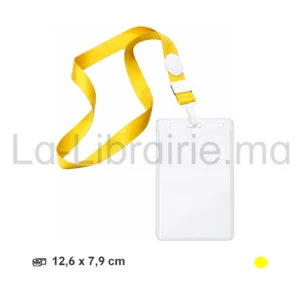 Porte badge vertical avec cordon jaune 12,6 × 7,9 cm