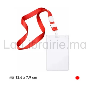 Porte badge vertical avec cordon rouge 12,6 × 7,9 cm