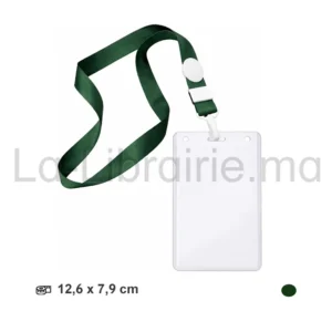 Porte badge vertical avec cordon vert 12,6 × 7,9 cm