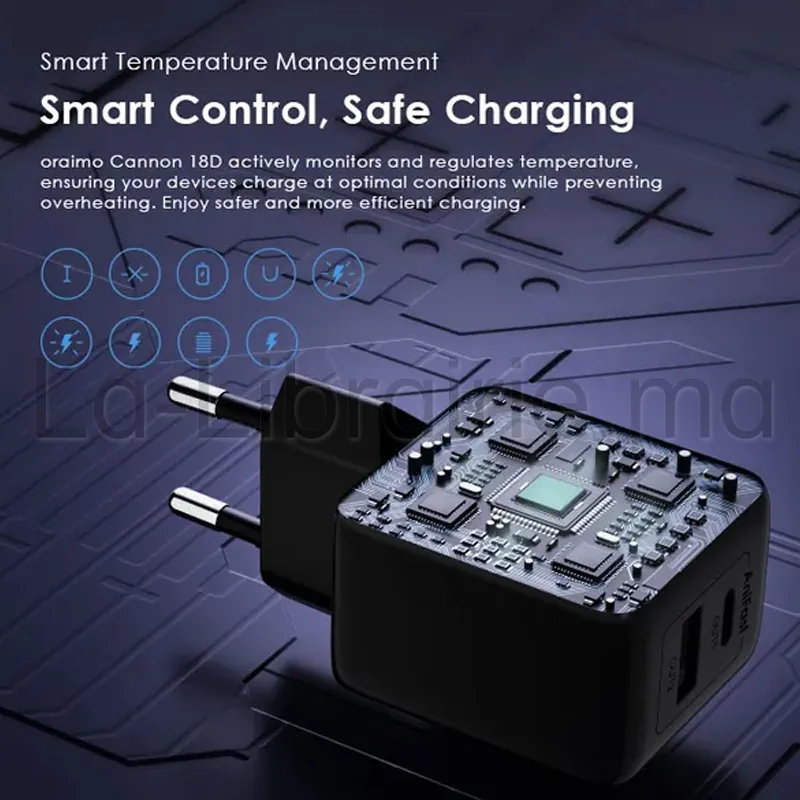 Chargeur rapide Oraimo Cannon 18D OCW5183EL noir 18W