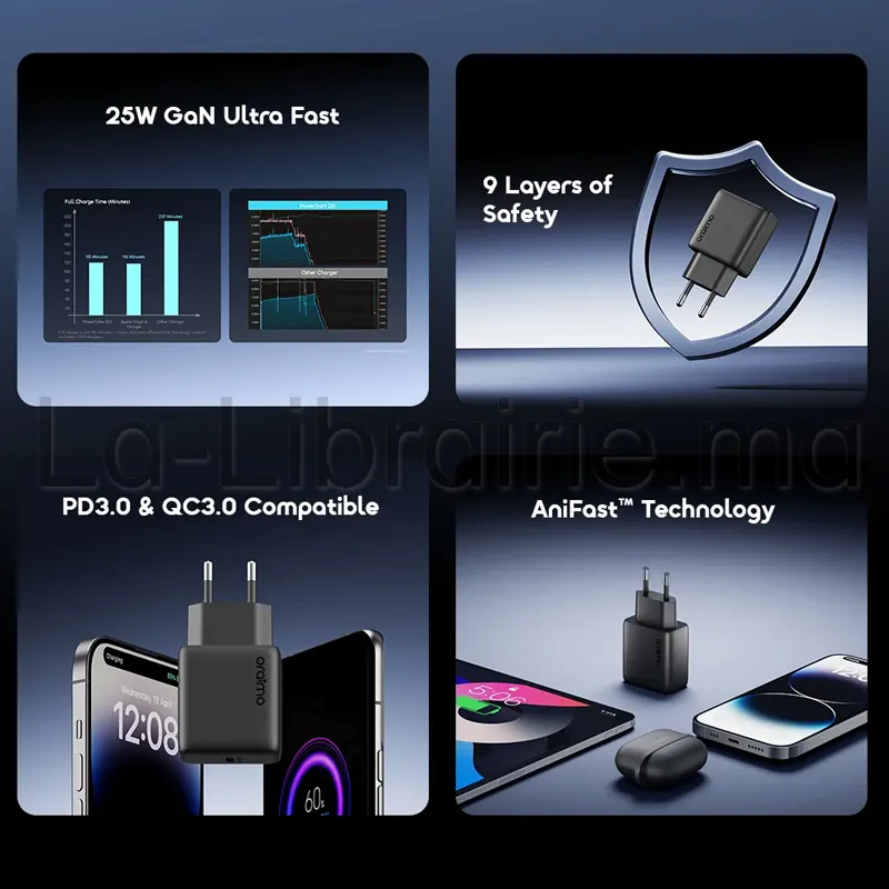 Chargeur GaN ultra rapide 25W Oraimo OCW5251E PowerGaN 251