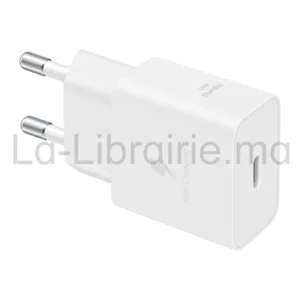 Chargeur rapide USB-C 25W pour smartphone Android et iPhone compatible Power Delivery.