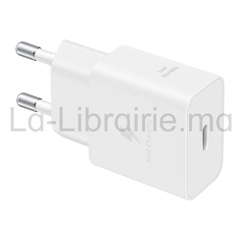 Chargeur rapide USB-C 25W pour smartphone Android et iPhone compatible Power Delivery.