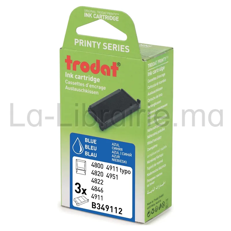 Cartouche d’encrage bleue pour tampon encreur automatique TRODAT