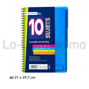 Registre cahier de notes 10 sujets spirale format 21 x 29,7 cm