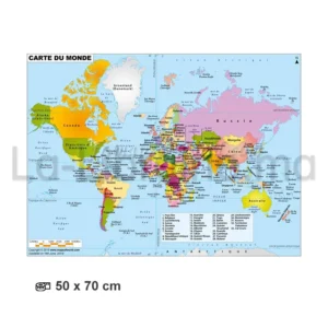 Carte du monde en français format 50 x 70 cm