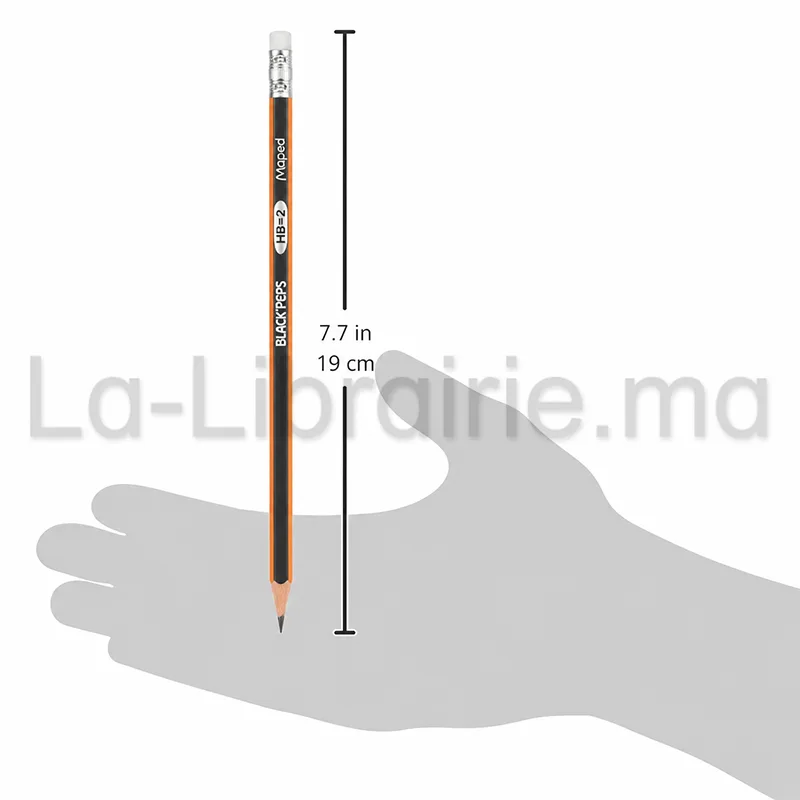 Crayon graphite Maped Black'Peps HB2 avec gomme intégrée