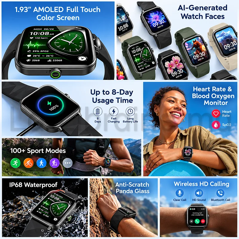 Smart watch Oraimo Watch Nova 2 Lite OSW 814L AMOLED 1,93 pouce IP68